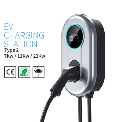 LCD로 전기 자동차를 위한 파일에게 32A 7.36KW 1 단계를 청구하는 유형 2 뒷 판넬 집 EV